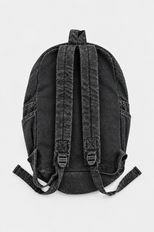 Black Washed Denim Backpack